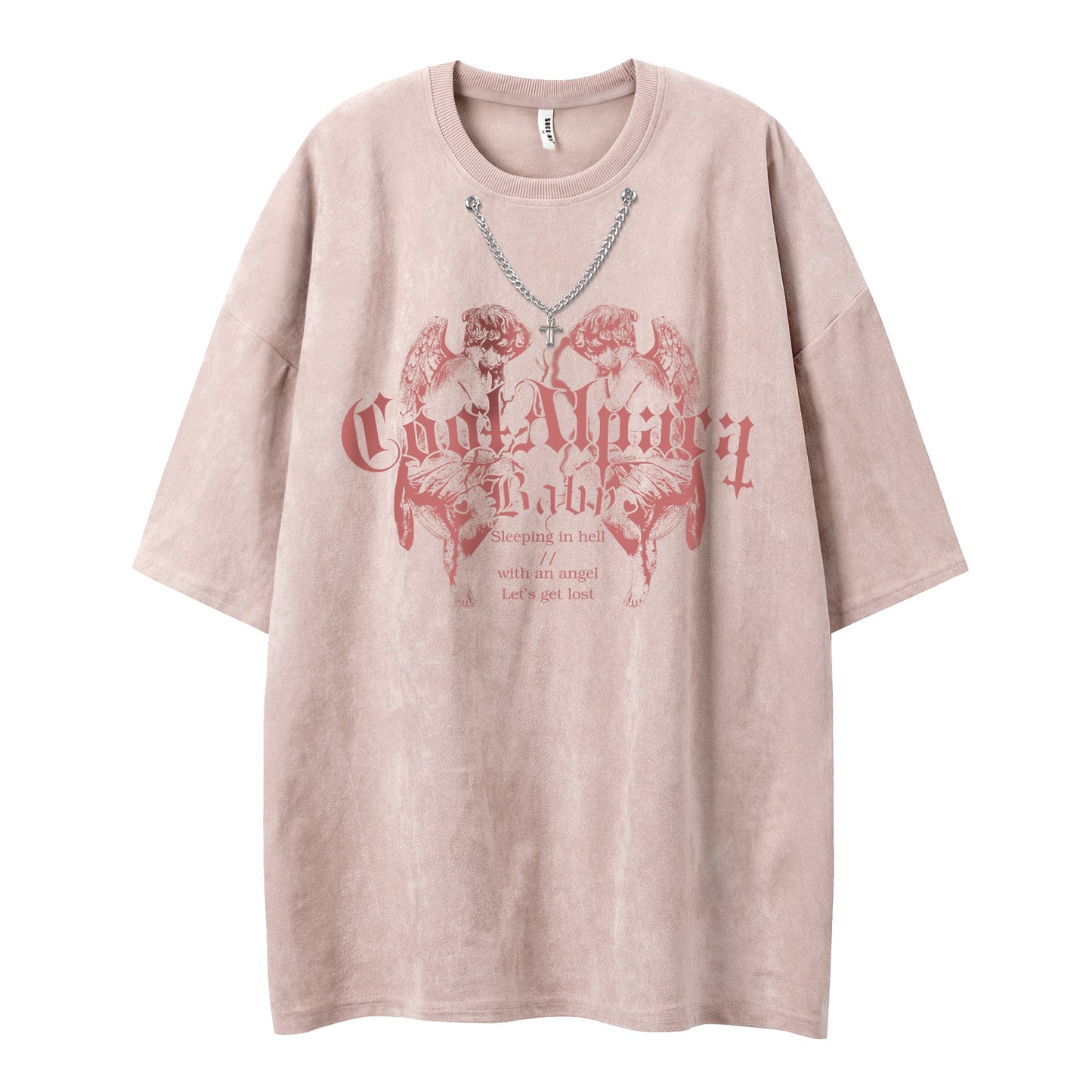 Unisex Street Style Vintage Angel Suede Short Sleeve