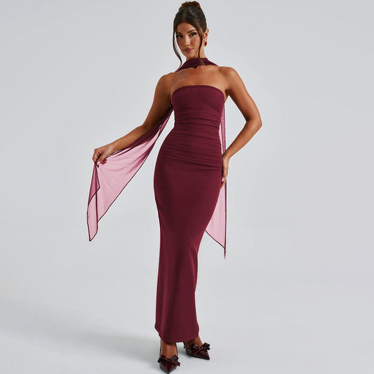 Strapless Split Extra Long Maxi Dress