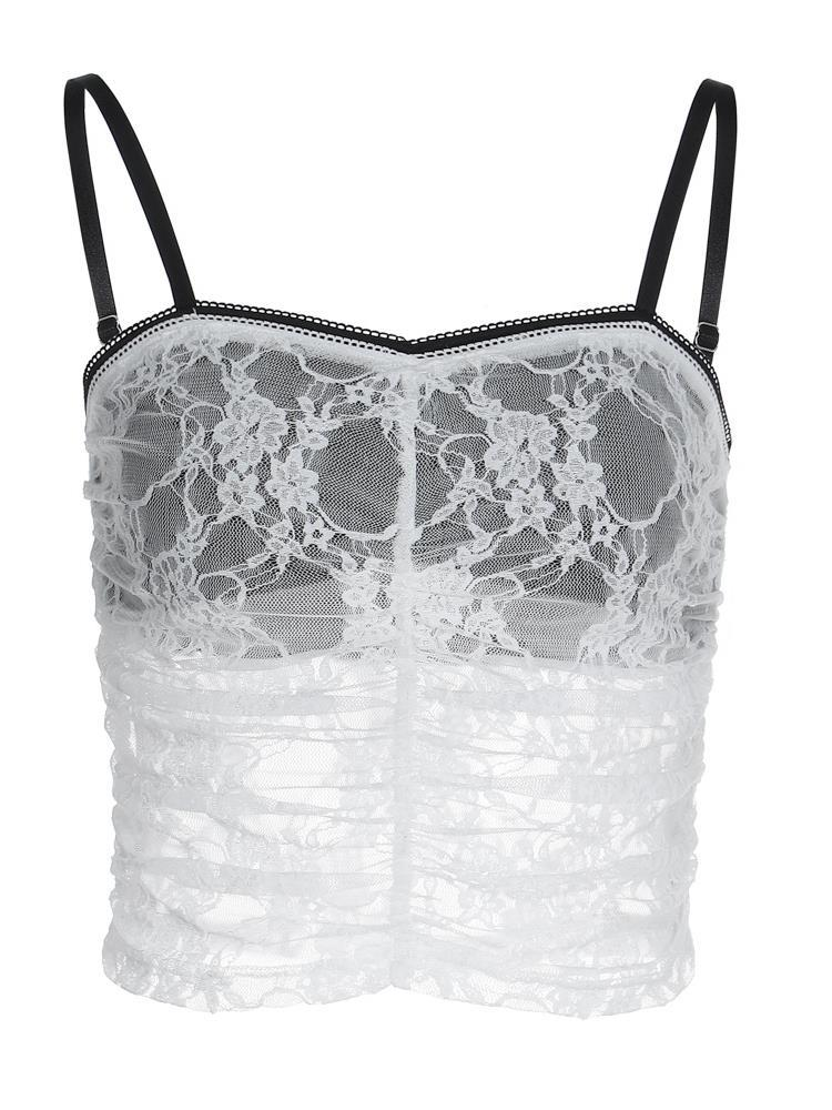 Sheer Lace Bra Detail Cami Top