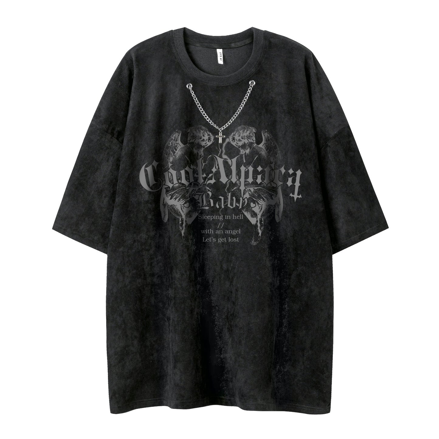 Unisex Street Style Vintage Angel Suede Short Sleeve