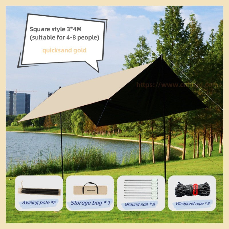 Black glue sun block Camping Tarp Portable Lightweight Waterproof Camping Tent Tarp, UV Protection Camping Hammock Tarp