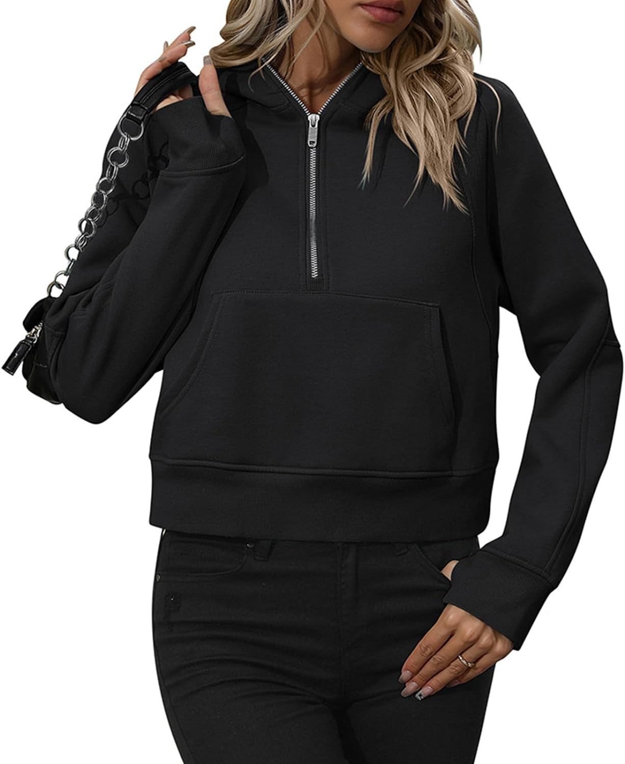 Yoga wear women's sports half-zip hoodie sweater loose short autumn and winter