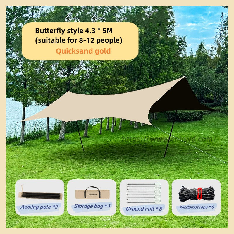 Black glue sun block Camping Tarp Portable Lightweight Waterproof Camping Tent Tarp, UV Protection Camping Hammock Tarp