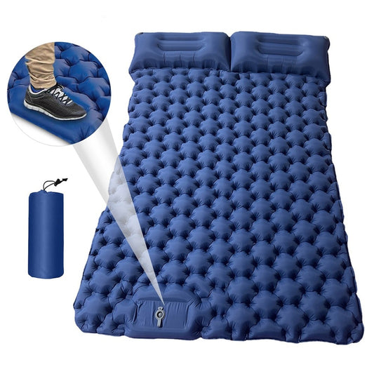 Inflatable Mattress 2 Person Camping Mat with Air Pillow Portable Air Mattress Waterproof Backpacking Sleeping Pad