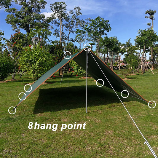 Tarp With Support Pole Rope Peg Waterproof Awning Tent Shade Garden Sunshade Outdoor Camping Sun Shelter Beach Hammock