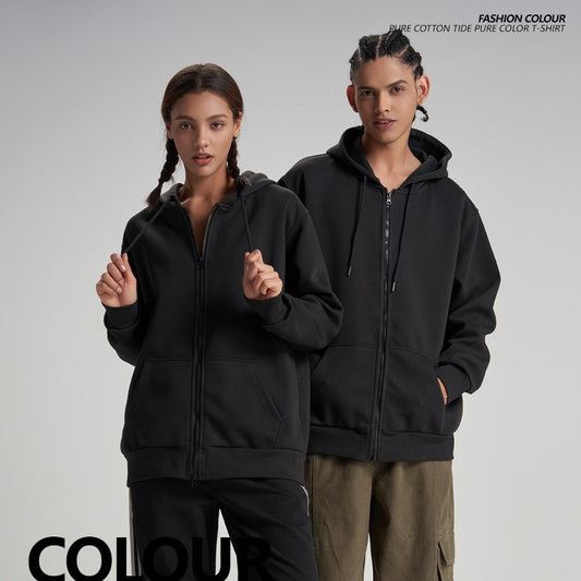 Couple casual zip spring and autumn solid colour long sleeve jacket