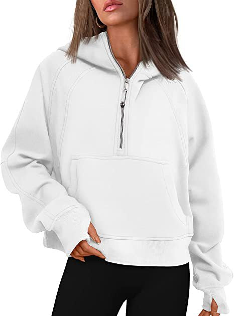 Yoga wear women's sports half-zip hoodie sweater loose short autumn and winter