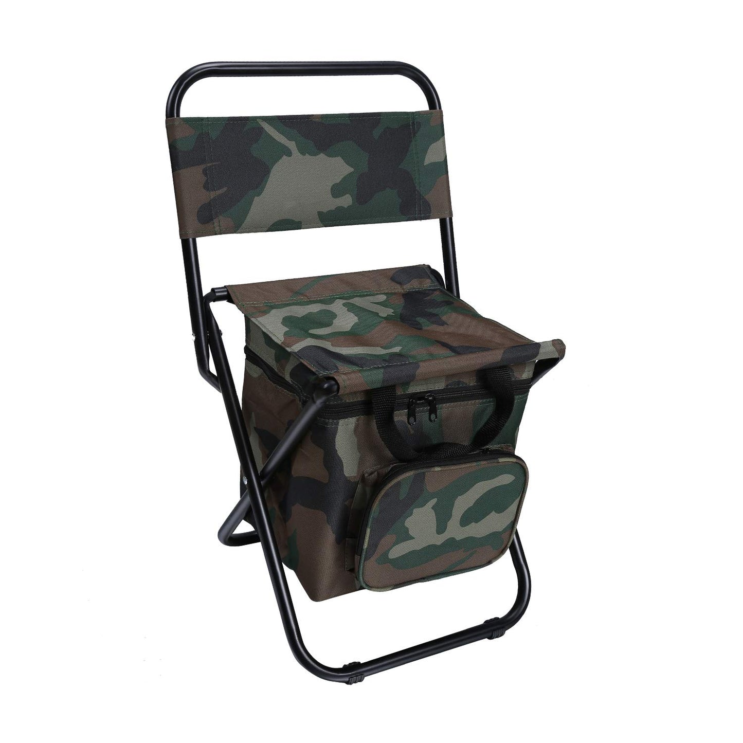 LEADALLWAY Fishing Chair with Cooler Bag Compact Fishing Stool Foldable Camping Chair