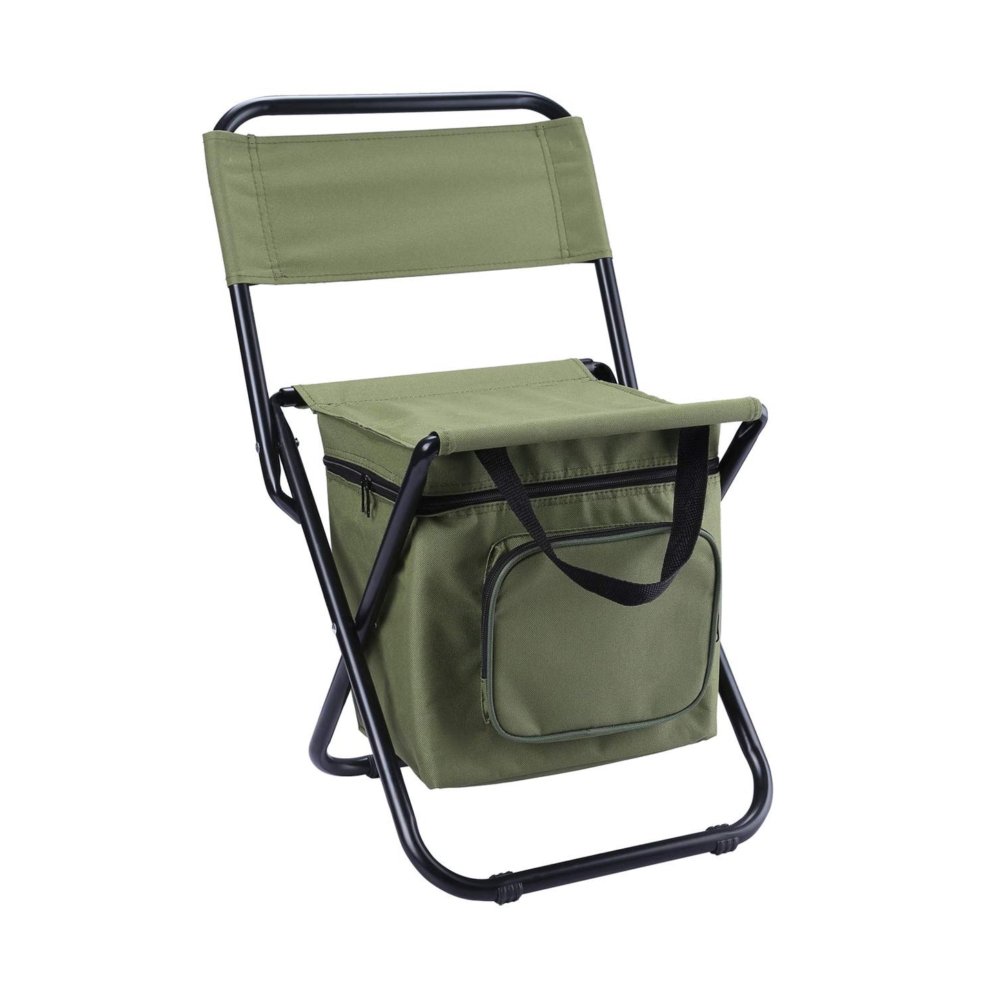 LEADALLWAY Fishing Chair with Cooler Bag Compact Fishing Stool Foldable Camping Chair